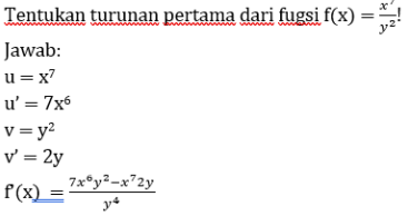 Pengertian Turunan Fungsi Aljabar